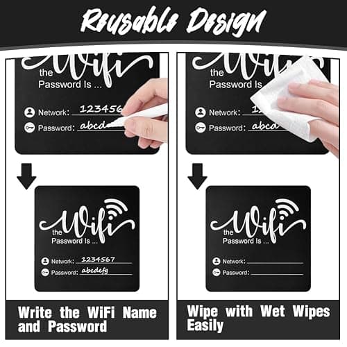 Fosinz WiFi Password Sign Wooden WiFi Sign Wireless Network Sign Table Chalkboard for Restaurant Supermarket Office Home Bar Coffee (6.1" HX5.9 W Black2) thumbnail 4