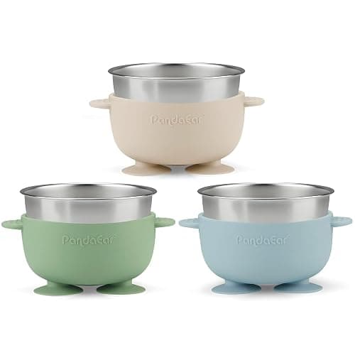 PandaEar 3 Pack Stainless Steel Baby Bowls with Suction, Non-Slip Toddler Bowls with Silicone Sleeve for Kids Infants Children, Unbreakable & Mess Free thumbnail 5