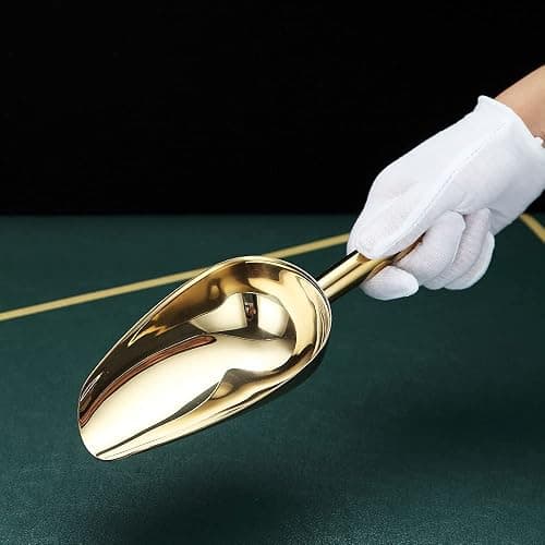 Gold Ice Scoop, Fashion Ice Cream Scoop, Premium Stainless Steel Cookie Scoop, Dog Food Scoop, Sturdy Flour Scoop, Utility Candy Scoop, Dishwasher Safe (8oz/9 Inch) thumbnail 6