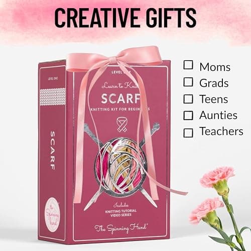 The Spinning Hand Knitting Kit for Beginners Adults – Learn to Knit Scarf Kit with Yarn, Needles & Step-by-Step Video Tutorials – Complete Starter Set (Dragonfruit) thumbnail 6