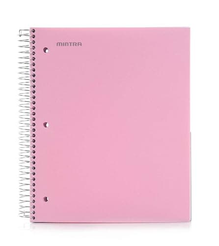 Mintra Office Durable Spiral Notebooks, 5 Subject (Spring Pink, Wide Ruled 1pk) - Image 1