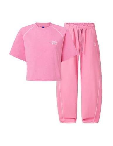Aelfric Eden Cloud Cropped Sweat Sets Summer 2 Piece Outfits Crop Top High Waisted Baggy Barrel Sweatpants Sweatsuit - Image 1