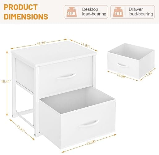 DAOUTIME 2-Pack Stackable Storage Drawers (4 Drawers Total), White Closet Organizer with Wooden Top & Metal Frame, Freestanding or Stackable Dresser for Bedroom, Living Room, Under Bed thumbnail 3