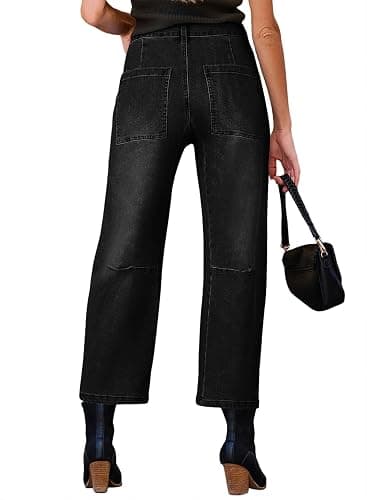 EVALESS Womens Baggy Barrel Jeans High Waisted Wide Leg Boyfriend Denim Ankle Pants thumbnail 6