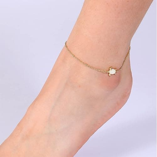 Lit Wall Gold Anklets for Women 18K Gold Plated Adjustable Summer Simple Foot Jewelry Ankle Bracelet for Women thumbnail 4