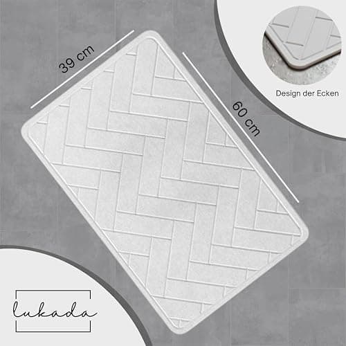 Lukada | Tapis de bain en pierre | Tapis de douche antidérapant | Tapis de sol en pierre | Tapis de douche à séchage rapide 60 x 39 cm | Tapis de salle de bain en terre de diatomée de qualité thumbnail 2