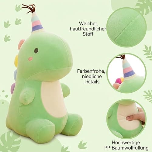 Dinosaurier Kuscheltier, Plüsch-Dinosaurier-Kissen mit flauschigem Fell, volle elastische Füllung, stabil vernähte Nähte, attraktives Design zur Verbesserung der Schlafqualität und stilvolle Wohnraumd thumbnail 4