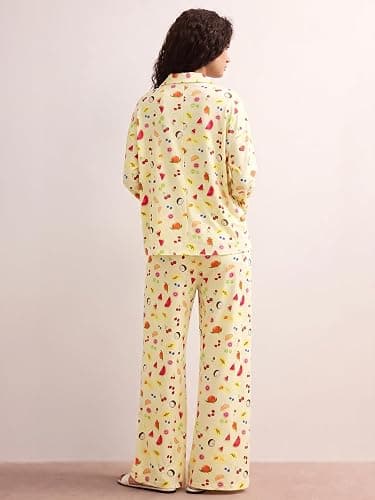 Tankaneo Womens Button Down Pajama Sets Long Sleeve 2 Piece Lounge Sets | Pjs, Polka Dot, Fruit Print, Wide Leg, Loose Fit, Lapel Collar, Night Suit, Cute Sleepwear thumbnail 4