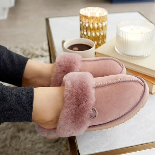 Fireside by Dearfoams Women's Fireside Sydney Shearling Fur Indoor/Outdoor Scuff Slipper With Wide Widths thumbnail 5