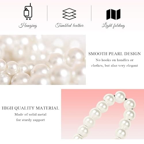 DXNQ 4 PCS Elegant Pearl Car Seat Headrest Hook, Cute Car Seat Hook Hanger Storage Organizer for Handbag Purse, Interior Decoration Headrest Hanger for Women Girls, Car Accessories thumbnail 4