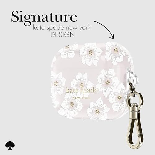 kate spade new york AirPods Pro Protective Case with Keychain Ring - Hollyhock Cream, Compatible with AirPods Pro 2nd/ 1st Generation - Hollyhock Cream - AirPods Pro 1 and 2 thumbnail 3