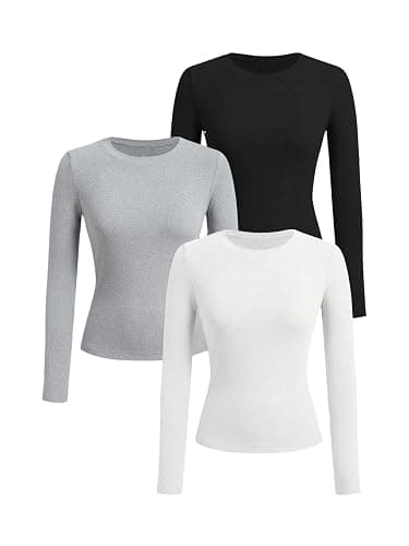 SOLY HUX Girl's Long Sleeve T-Shirts 3 Packs Basic Tops Crew Neck Fitted Tees Fall Clothes - Image 1