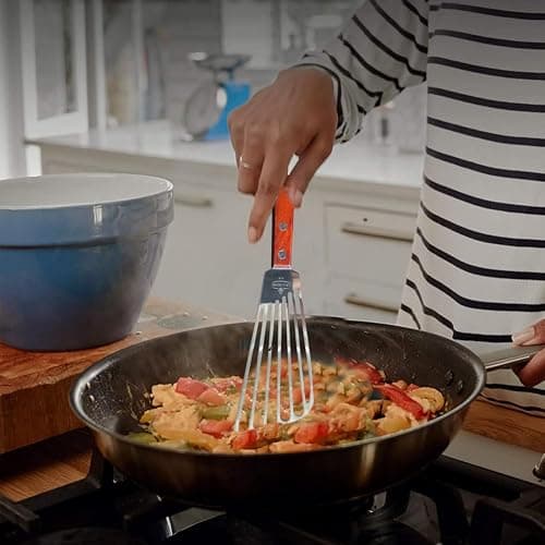 La Cuisine Fish Slotted Spatula Turner with Beveled Edged Stainless Steel, For Flipping Fish Egg Pancake Patties Fries. Blade 6.5", Size 11" thumbnail 7
