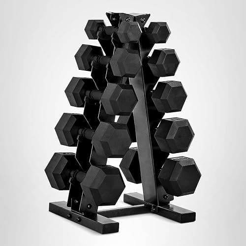 CAP Barbell Rubber Coated Dumbbell Weight Set with Vertical Rack | 100 lb, 150 lb, and 210 lb Options thumbnail 9
