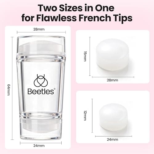 Beetles French Tip Tool Nail Stamp 6Pcs Silicone French Tips Stamp Set | Replacement Stamper Heads and Scrapers Silicone Nail Art Printing Stuff for Home DIY Salon Manicure Tools Gifts for Girls thumbnail 4