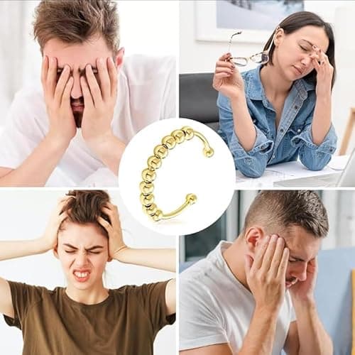 Bague Anti Stress Femme en Argent Sterling 925 Avec Perles Bague D'Anxiete Réglable Fidget Ring Bague Tournante Femme 925 Anxiété Fidget pour Femme Taille Réglable Bague Anti-Anxiété thumbnail 3