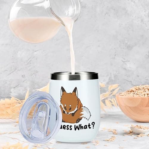 VICBOU Cute Funny 12 oz Tumbler, Wine Tumbler Insulated Wine Glass with Lid, Fox Gifts for Girls Boys Women Men Mom Animal Lovers Fox Supplies Accessories Friendship Appreciation Christmas Birthday thumbnail 6