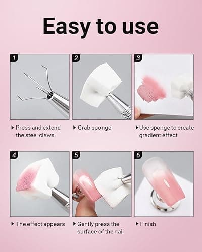 Hasakhi 200Pcs Nail Sponges for Ombre, Soft Nail Art Sponges With Grabbing Pen , Manicure Nail Art Tools, Blooming Nails,Nail Tech Must Have Nail Accessories Supplies for Home and Salon thumbnail 5