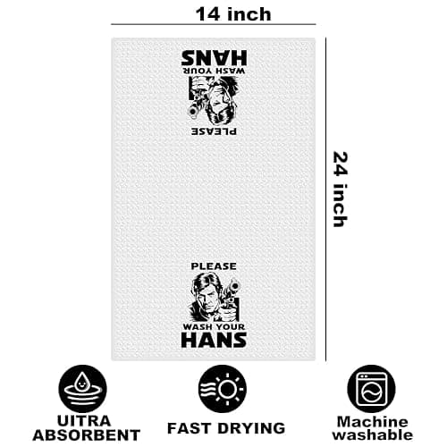 Please Wash Your Hans Kitchen Towels 14x24 Inch, S Wars Dish Towel | Waffle Weave Hand Cloth Tea Towel, Funny Kitchen Accessories, Geek Home Kitchen Bathroom Decor, Housewarming Gifts thumbnail 3