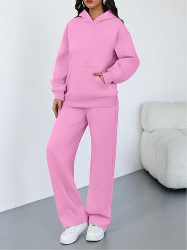Trendy Queen Womens Oversized Hoodie Wide Leg Pants 2 Piece Lounge Set | Drop Shoulder,Kangaroo Pocket,Elastic Waistband,Side Pockets,Matching Sweatsuit thumbnail 3