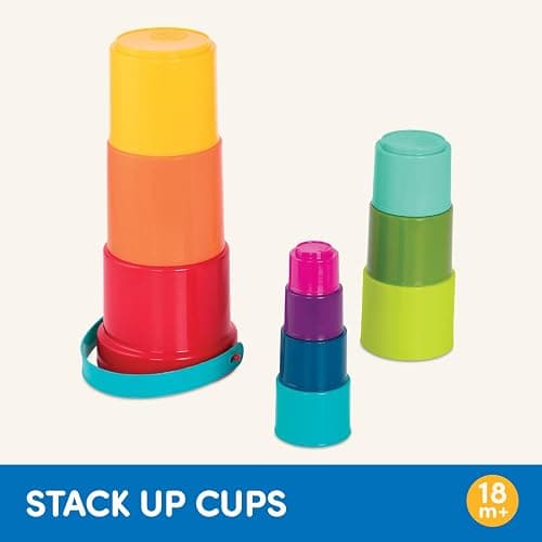 Battat – Stacking Toy – Educational & Dexterity Toy – Nesting Cup Playset – Water & Beach Toys – 18+ Months – Stack Up Cups, Medium, 10 Pieces Set thumbnail 6
