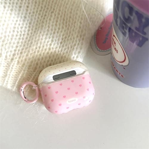 COTYPOFLIYTT Compatible with AirPods 4th Generation Case with Cleaner Kit，Cute Heart Polka Dot Aesthetic Design Girly Women Keychain Soft TPU Protective Cover for AirPods 4 -Pink Heart thumbnail 6