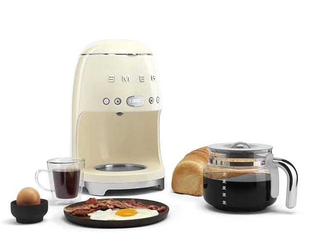 Smeg 50's Retro Style Aesthetic Drip Coffee Machine with 10 Cup Glass Carafe, Auto Start Feature, Keep Warm Plate, and Two Coffee Strength Settings (Cream) thumbnail 5