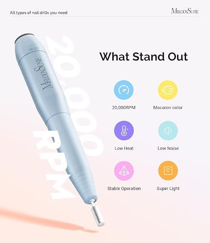 MelodySusie Pen-Shaped Portable USB Nail Drill, PC120I 20000RPM Electric Nail File with Compact Design for All Nail Care, Manicure Polishing, Shaping & Gel Removal at Home for Beginners thumbnail 5