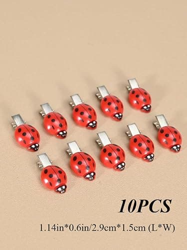 TYATVS 10 Pcs Ladybug Hair Clips Cute Lady Bug Barrettes Y2k Whimsy Twee Animal Grunge Whimsical Accessories (red) thumbnail 5