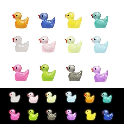 IEUHDKWL Mini Resin Ducks Luminous 16 Colors Tiny Ducks Miniature Duck Glow in The Dark Hide Glow in The Dark Miniature Figures for Micro Landscape Aquarium Party Decor (128PCS) thumbnail 3