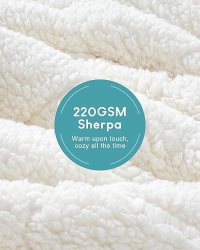 Cottonblue Jacquard Weighted Blanket 15lbs for Adults Queen Size, Ultra Soft Cozy Comfort Sherpa Blanket for Relax and Sleep, Heavy Bed Blankets with Cemaric Beads, 60x80 Inches, Cream White thumbnail 5
