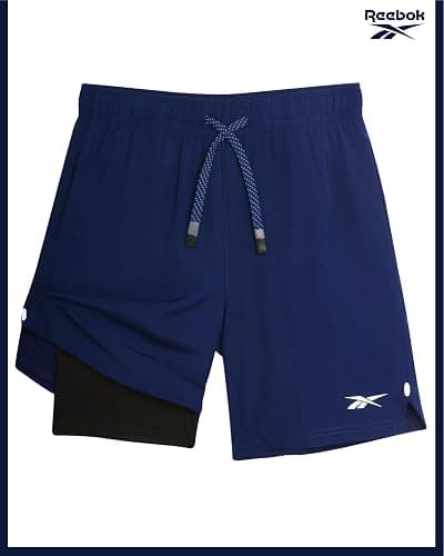 Reebok Boys Athletic Shorts 2 Pack – 2-in-1 Boys Basketball Shorts with Compression Liner – Quick Dry Running Shorts thumbnail 6