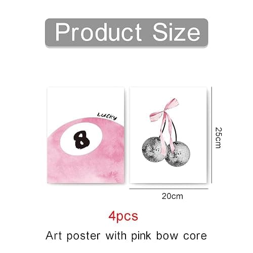 4 Stück Zimmer Poster Aesthetic,Clean Girl Room Decor,25 X 20 CM Ungerahmte Wanddrucke,4 Stile Wandposter,Mit Rosa Motiv Adrette Wandkunstdrucke,Wand Deko Bilder,Aesthetic Room Decor Clean Girl thumbnail 2