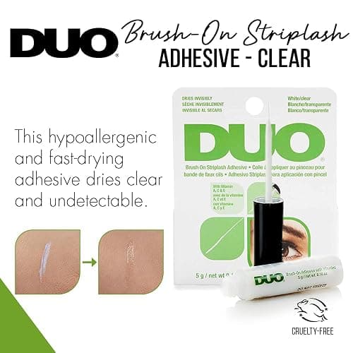 DUO Brush-On Clear Lash Glue, Strip Eyelash Adhesive for Clusters, 2 Pack | Infused with Vitamins A, C & E, Waterproof Eyelash Glue, Long Lasting, Quick Drying, Hypoallergenic, Latex-Free thumbnail 3