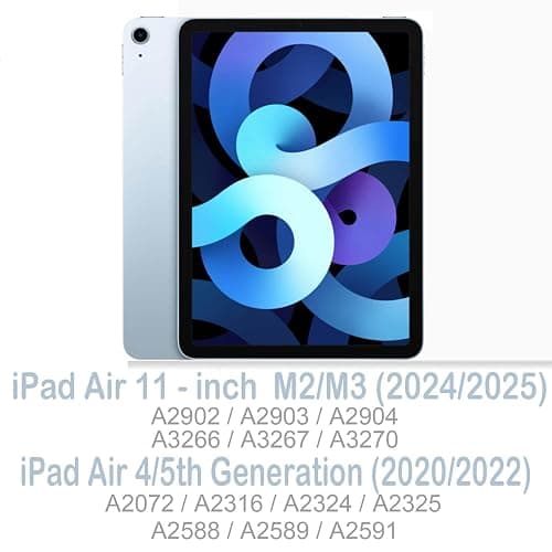 Feams Slim Case for iPad Air 11-inch M3 2025 / M2 2024, iPad Air 5th Generation 2022 / iPad Air 4th Generation 2020 10.9 Inch Case Clear Back with Pencil Holder & Auto Sleep, Blue Floral thumbnail 2
