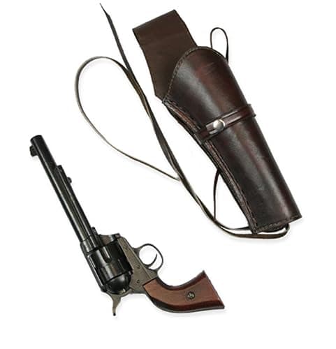 Historical Emporium Long Right Hand Western Holster Plain Leather, Wild West Single Action Revolver Gun Holster Brown - Image 1