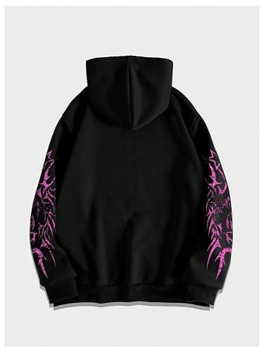 SHENHE Men's Zip Up Graphic Hoodie Long Sleeve Drawstring Sweatshirt | Graphic Hoodie,Y2K,Thermal,Gothic Hoodie, Hoodie Sweatshirt thumbnail 2