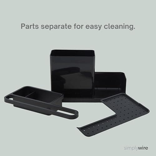 simplywire – Sink Tidy/Caddy – Kitchen Sink Organiser – Removable Drip Tray – Non-Slip - Black thumbnail 7