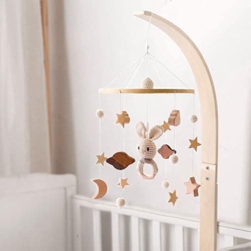 SWECOMZE Baby Mobile, Crib Mobile for Boys & Girls, 3D Clouds Rabbit Animals, Wind Chimes, Kids Room, Baby Girl Nursery Decor (B) thumbnail 4