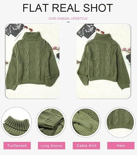 Dokotoo Womens 2025 Winter Fall Solid Turtleneck High Neck Balloon Long Sleeve Sweaters Pullover Outerwear thumbnail 4