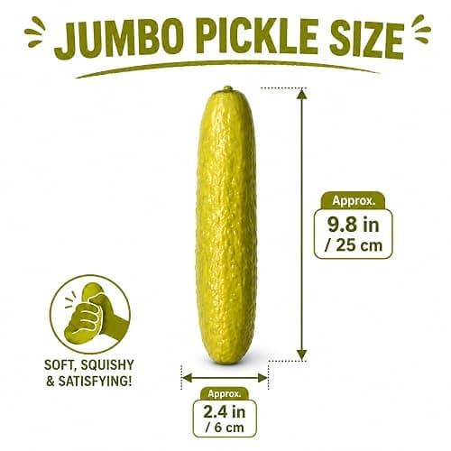Squishy Pickle, Pickle Squishy Stress Toy, Fidget Squishy Toys, Fruit Stress Balls for Anxiety Relief, Perfect to Squeeze, Sensory Toys (Pickle) thumbnail 2