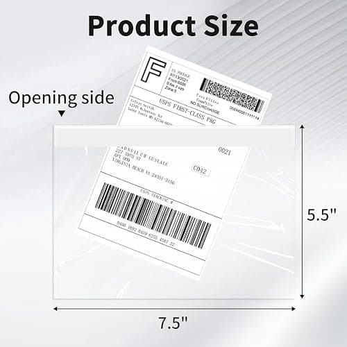 9527 Product 7.5" x 5.5" Clear Adhesive Top Loading Packing List/Shipping Label Envelopes (200 Pack) thumbnail 2