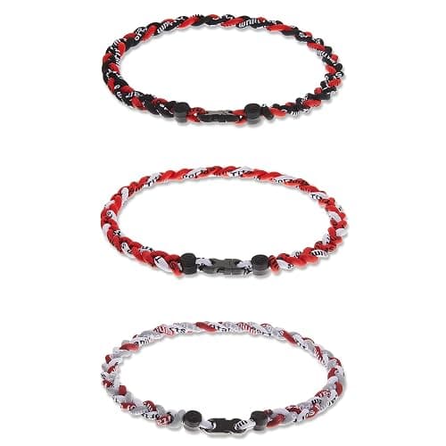 Junkin Baseball Necklaces Three Braided Rope Titanium Necklace for Team Gifts Boys Men Player Softball Fans Sports - Image 1