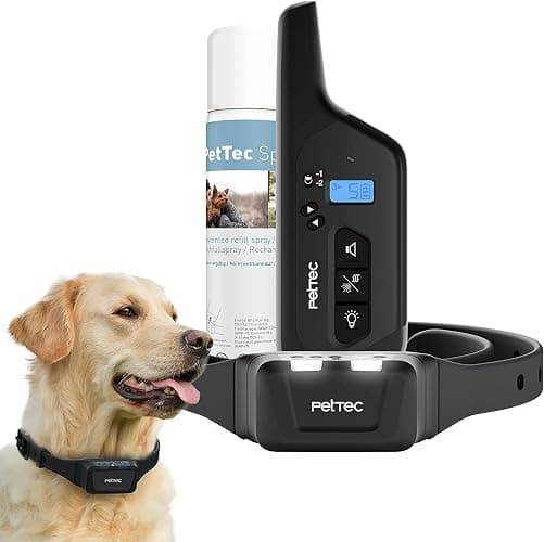 PetTec Collare da Addestramento per Cani con Spray, Portata fino a 600m - Collare a Spray con Telecomando - Impermeabile, Spray Innocuo, Intensità Regolabile - Dispositivo Sicuro per i Cani - Collare da Addestramento spray alla neutro - Image 1