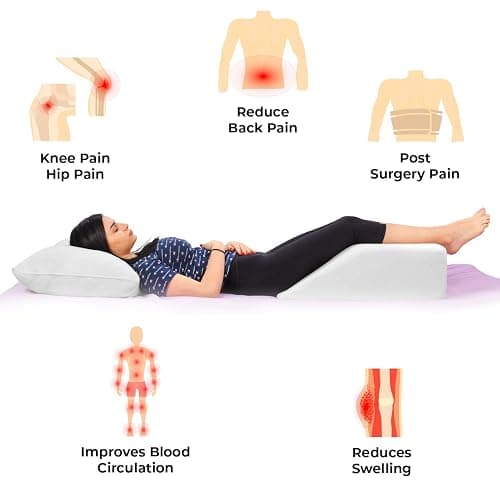 Ebung Memory Foam Leg Elevation Pillow - Support Pillow to Raise Feet for Better Elevation, Circulation, Leg Swelling Wedge Design for Comfort and Recovery thumbnail 6