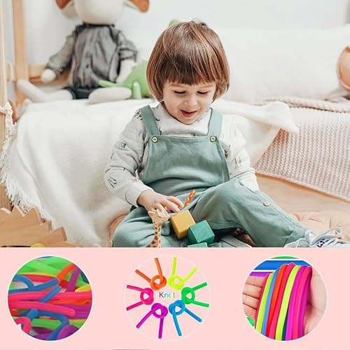 24 Pcs Monkey Noodles Fidget Toy,Stretchy Fidget Noodles Anxiety Relief Sensory,Strings Adhd Assorted,Diy Fantasy Stress Hands,Reducing Noodle Pinching,Bands Bulk Stretch For Anxiety thumbnail 7