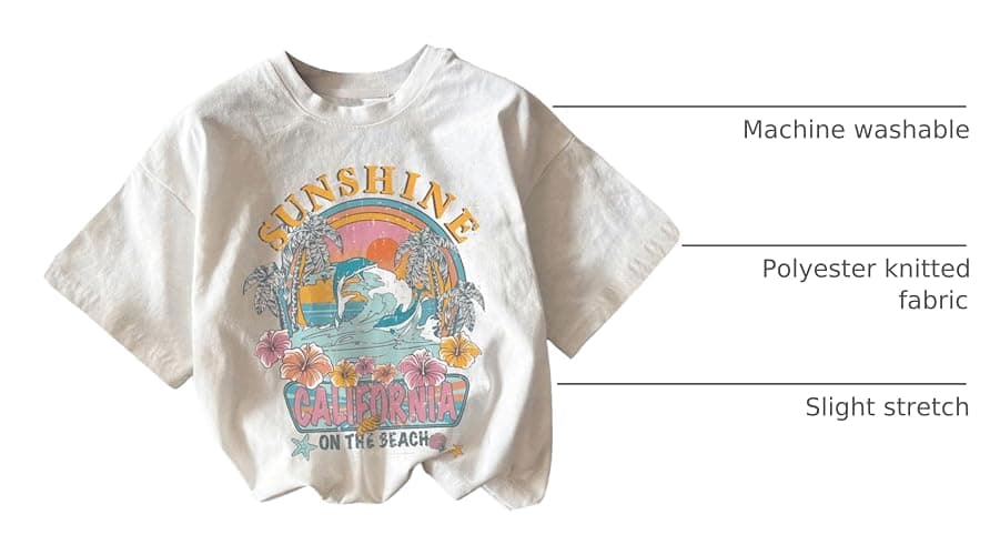 RoseSeek Girl's Graphic Print Tee Shirt Round Neck Short Sleeve T Shirts Summer Cute Trendy Tops thumbnail 4