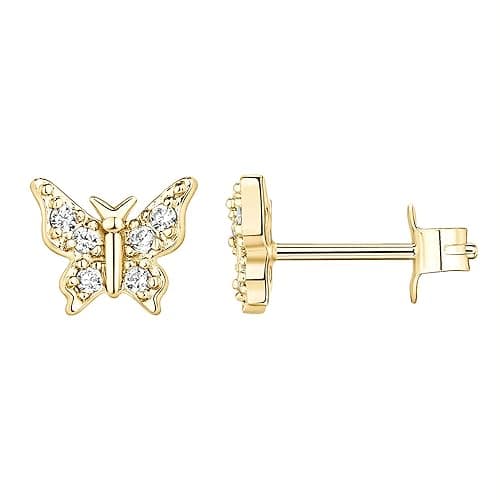 PAVOI 14K Gold Plated Dainty Stud Earrings for Women - 925 Sterling Silver Posts Earrings with Cubic Zirconia - Celestial Lightning Bolt, Moon, Star, and Flower Gold Jewelry Gifts - Image 1