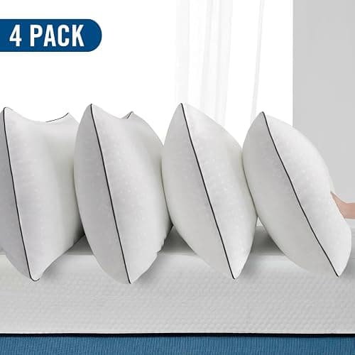 Higoom Standard Size Bed Pillows for Sleeping 4 Pack,Luxury Hotel Pillows,Comfortable and Supportive,Machine Washable,Suitable for Stomach,Back and Side Sleepers. thumbnail 2