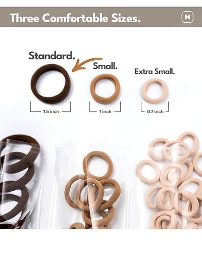 Cyndibands Seamless Hair Ties - Dark Brown - Extra Gentle Soft and Stretchy Nylon Fabric Ponytail Holders - 12 Count thumbnail 4